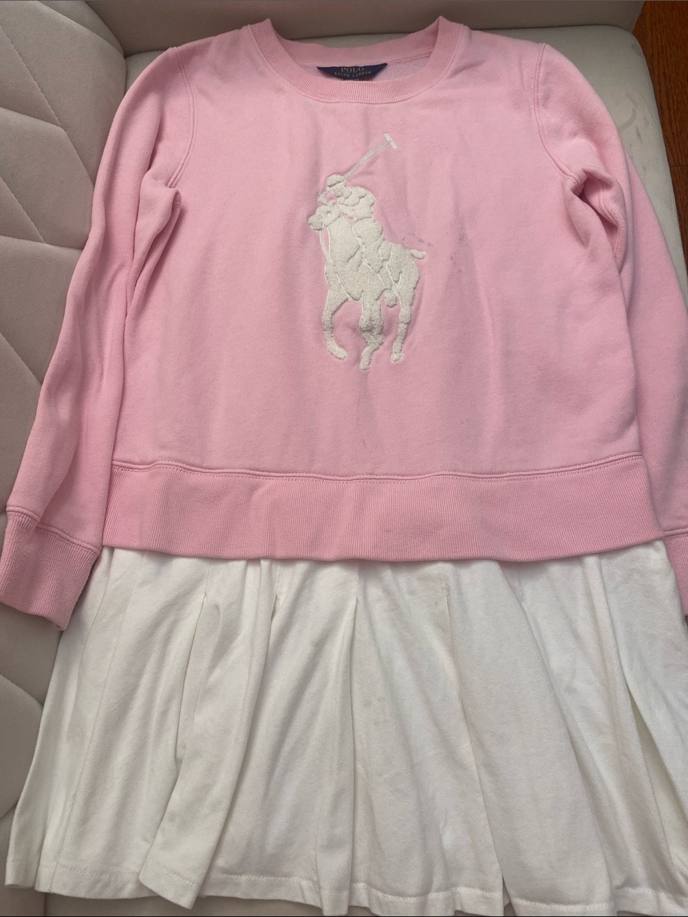 Ralph Lauren Pink Sweatshirt Dress with White Polo Logo